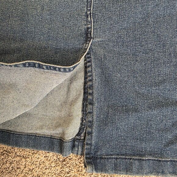 Lexi Jeans Denim Skirt Size 14 Straight Pencil Midi Blue Slit Classic Travel - Picture 5 of 8
